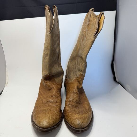 Justin Boots Calf Skin Style # 2012 Cowboy Ranch Boots Men’s 11.5 D Embroidered main image 5